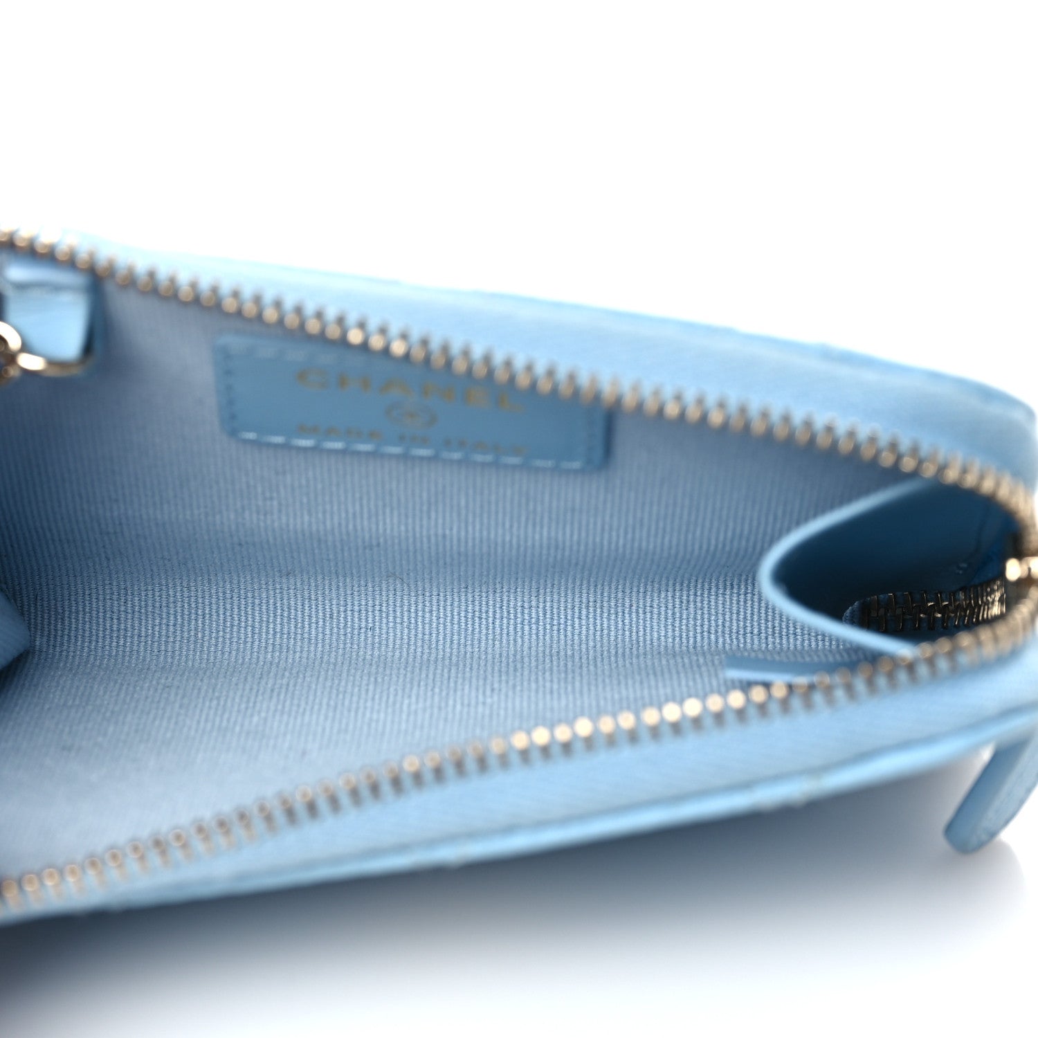 Chanel Caviar Quilted Zipped Key Holder Case Light Blue 5 of 8
