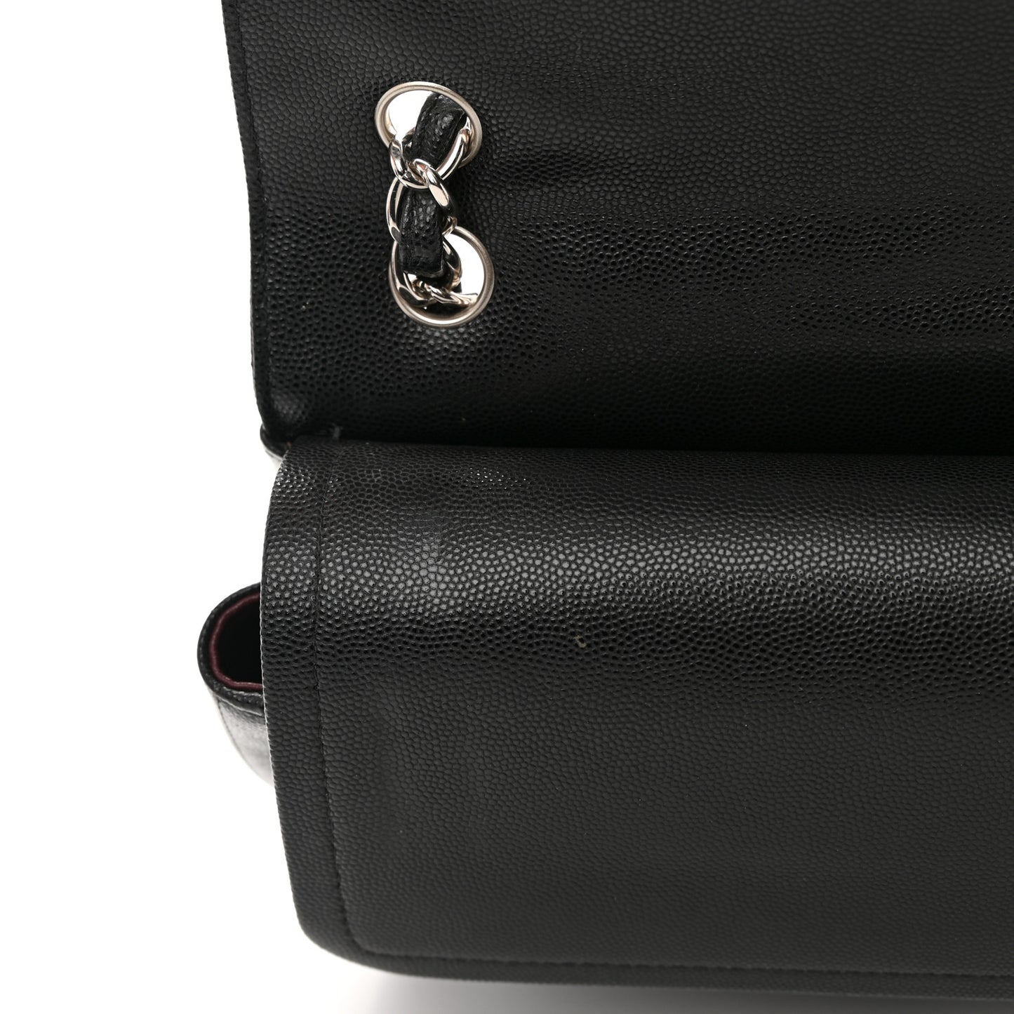 Caviar Chevron Quilted Jumbo Double Flap Black