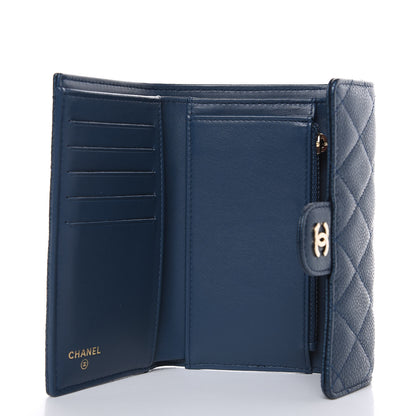 Chanel Iridescent Caviar Quilted Medium Flap Wallet Dark Blue 5 of 11
