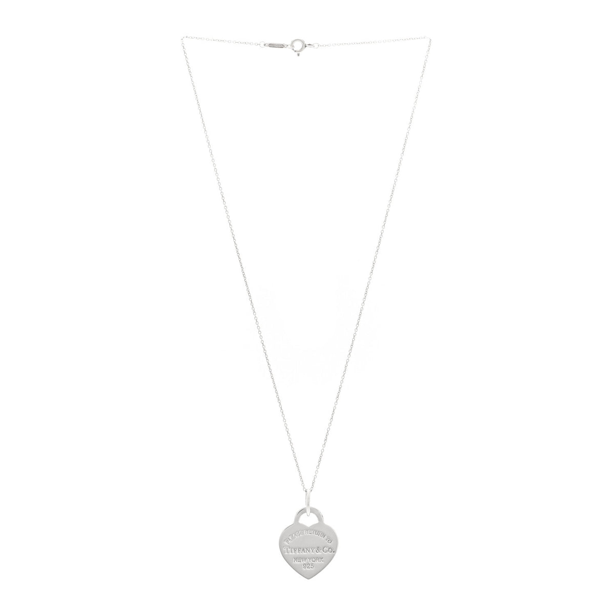 Tiffany Sterling Silver Enamel Medium Return To Tiffany Heart Pendant Necklace Blue 3 of 4