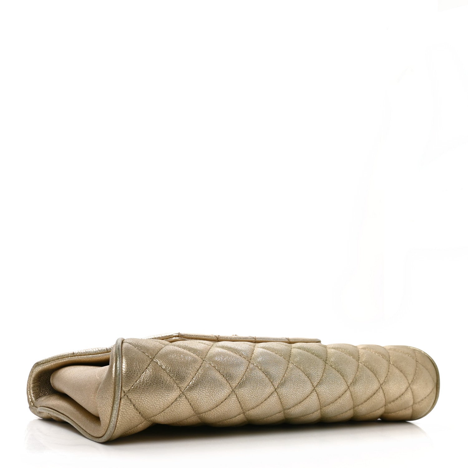 Chanel Metallic Lambskin Quilted Fold Up Again Clutch Gold 4 of 10