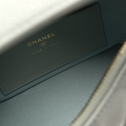 Chanel Caviar Quilted Hobo Clutch With Chain Light Green 5 of 11