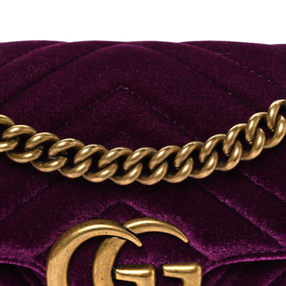 Gucci Velvet Matelasse Mini GG Marmont Shoulder Bag Fuchsia Violet Cyclamen 8 of 10