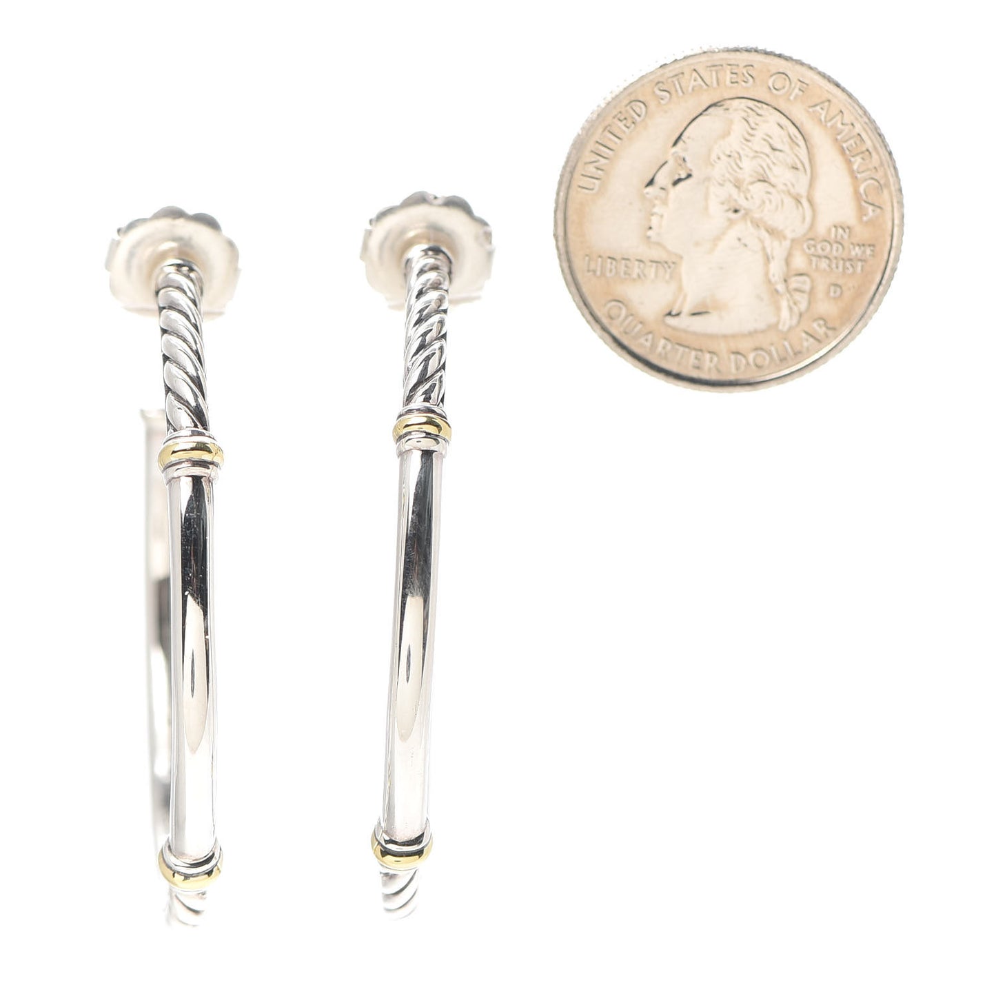 Sterling Silver 18K Yellow Gold Metro Hoop Earrings
