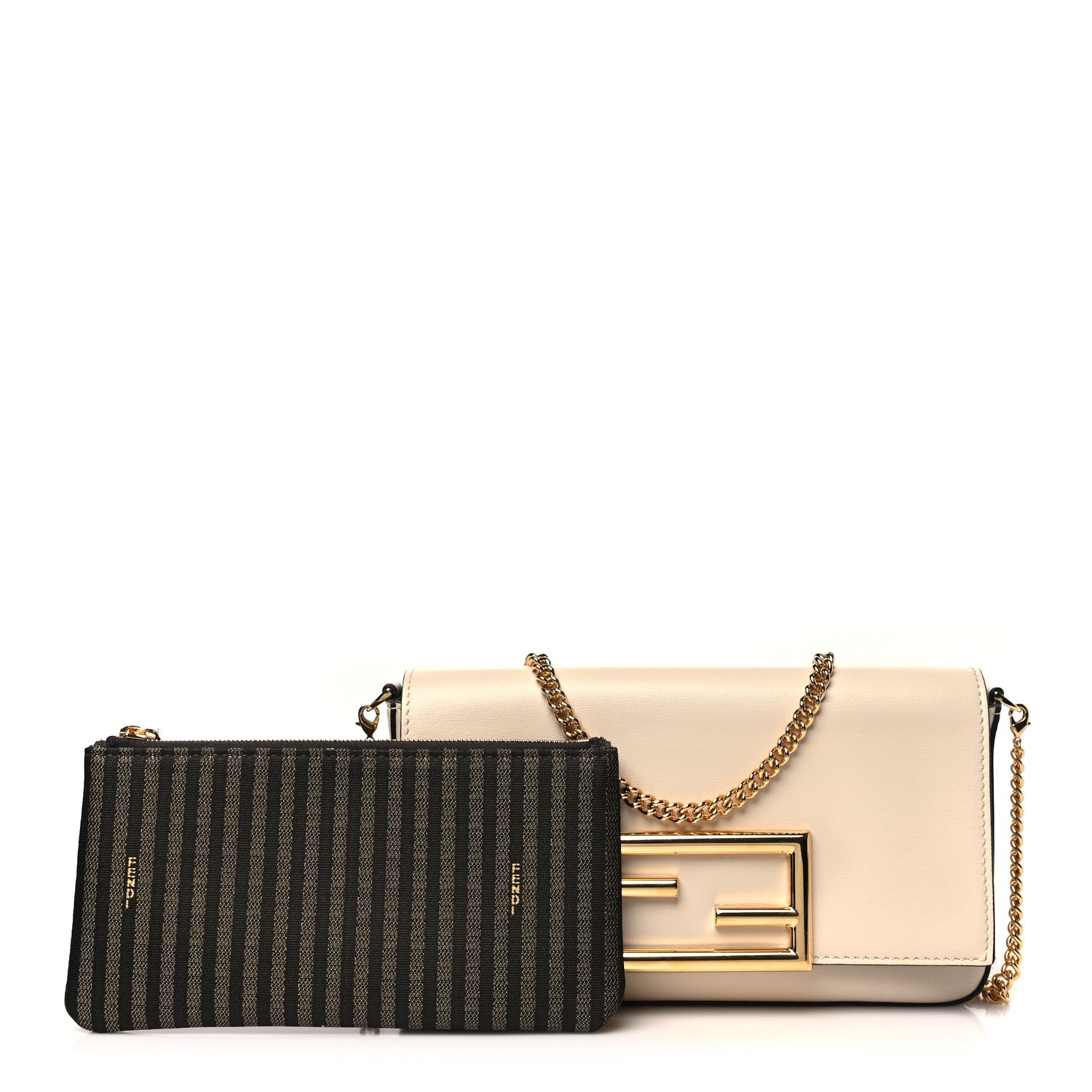Fendi Vitello Palmellato Wallet on Chain with Pouches Camelia 1 of 12