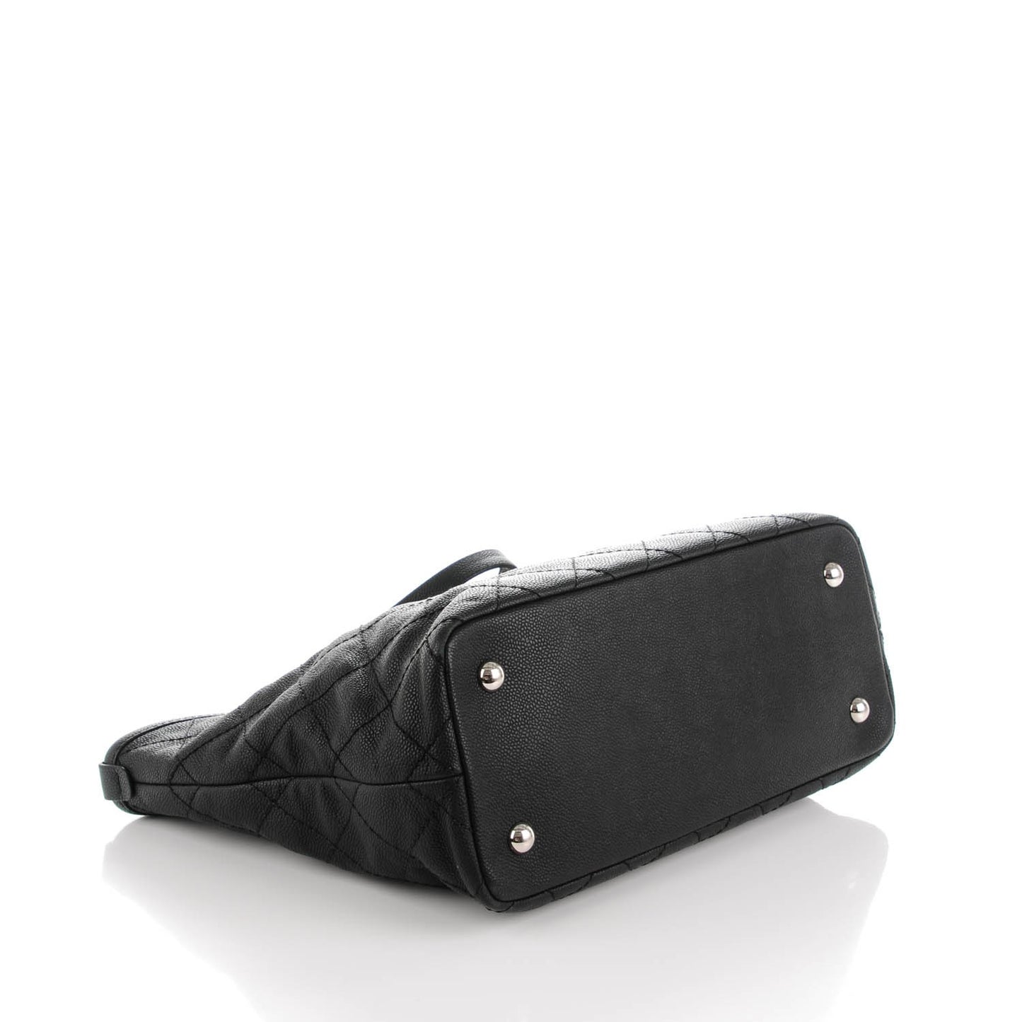 Grained Calfskin Quilted Small Daily Shopping Tote Black