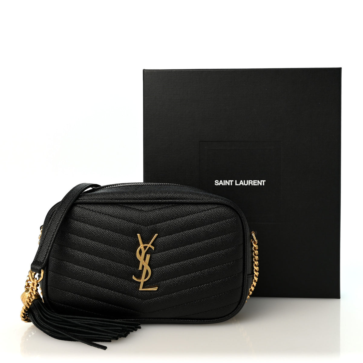 Saint Laurent Grain De Poudre Matelasse Monogram Mini Lou Camera Bag Black 10 of 10