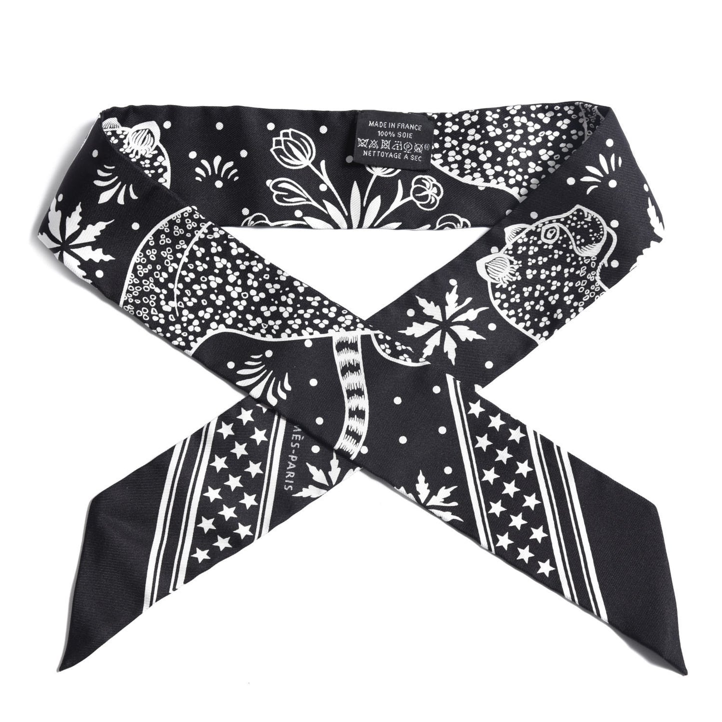 Silk Les Leopards Twilly Black White