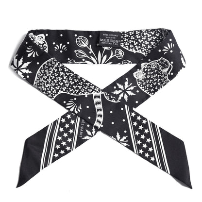 Hermes Silk Les Leopards Twilly Black White 1 of 5