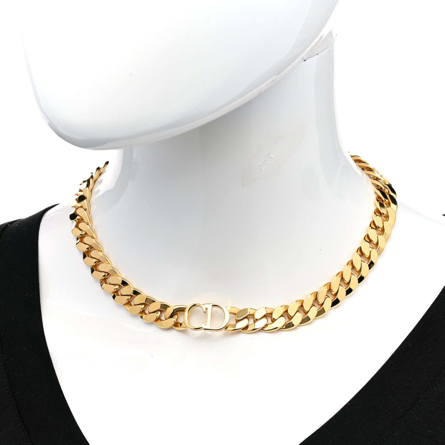 Christian Dior Metal CD Choker Necklace Gold 2 of 5