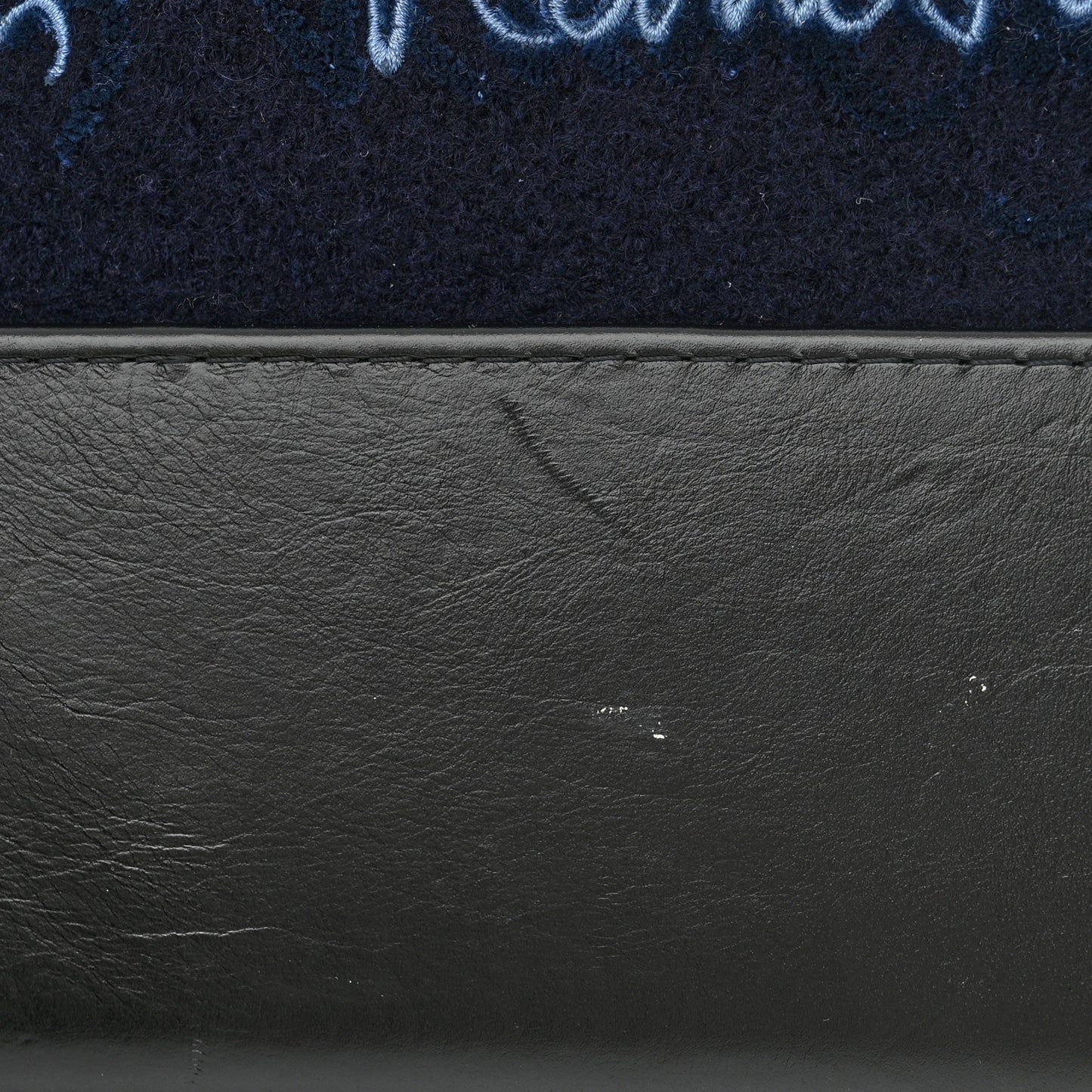 Calfskin Wool Embroidered Paris Hamburg Medium Gabrielle Hobo Dark Navy Blue