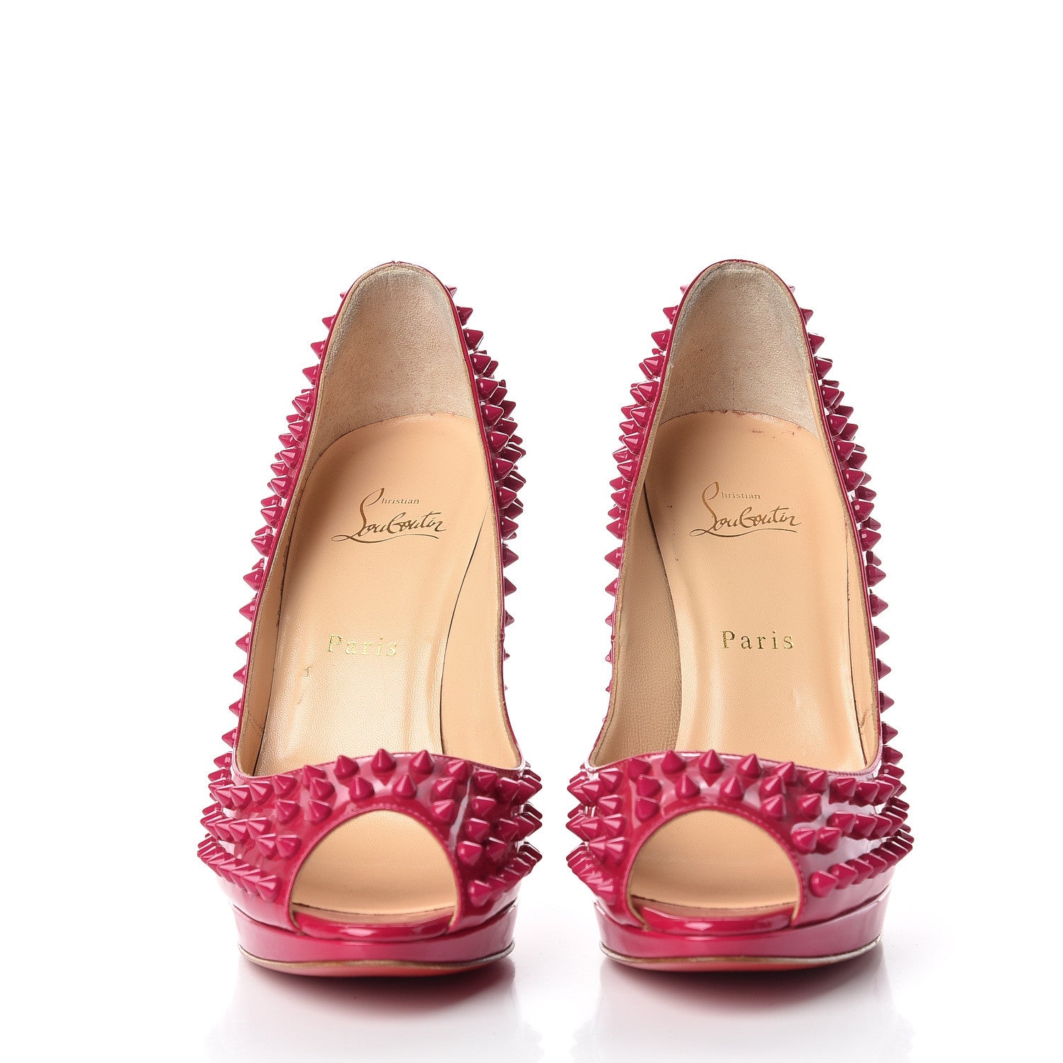 Christian Louboutin Patent Yolanda Spikes 120 Pumps 39.5 Grenadine 3 of 10
