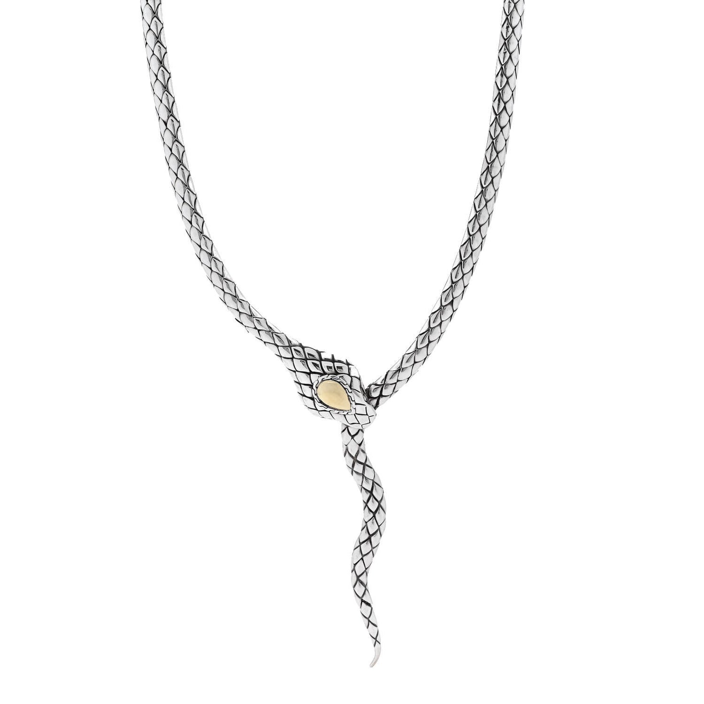 Sterling Silver 18K Yellow Gold Snake Lariat Necklace
