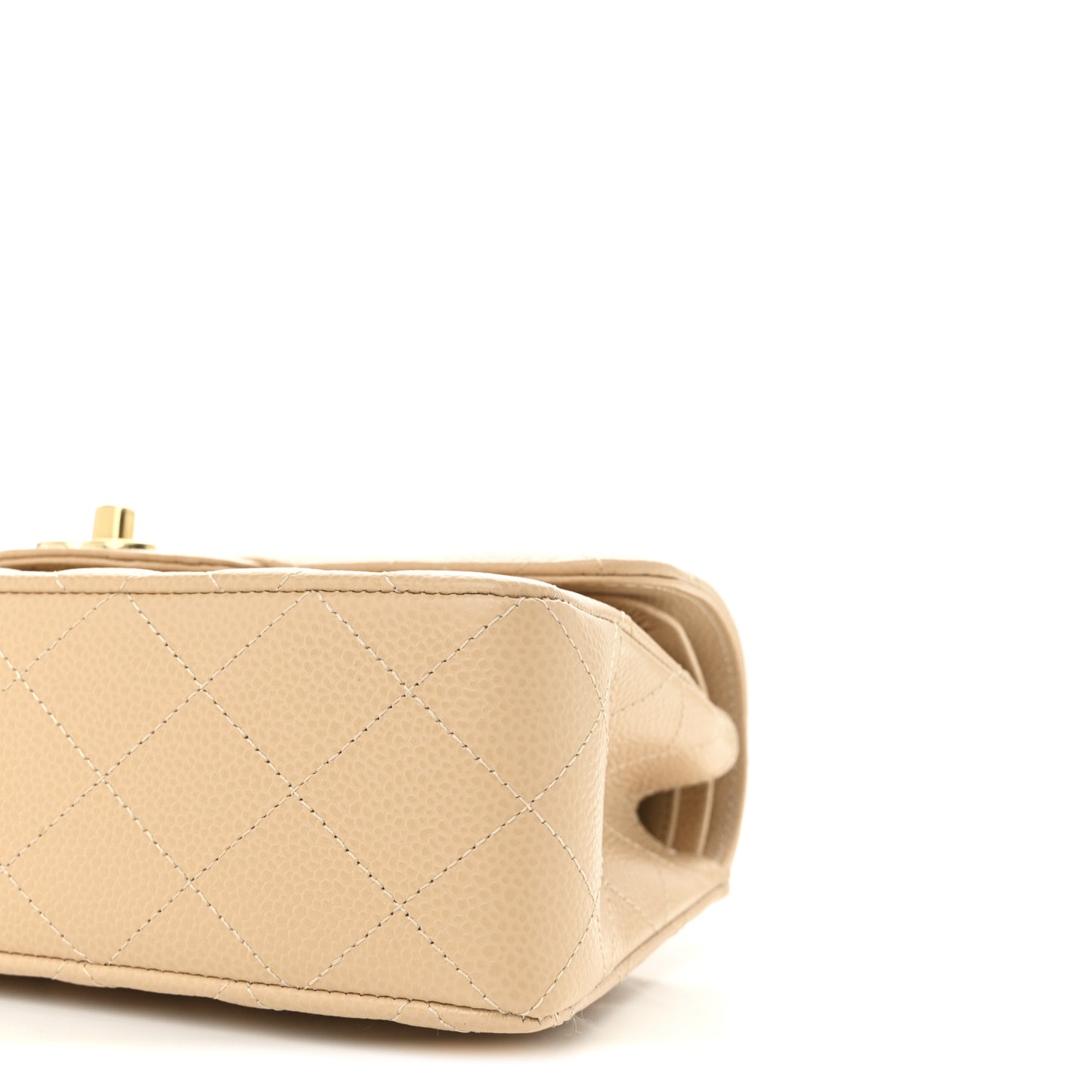 Caviar Quilted Small Double Flap Beige