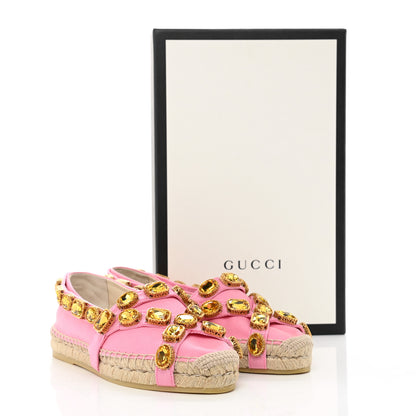 Gucci Canvas Crystal Embellished Espadrilles 35.5 Pink 10 of 10