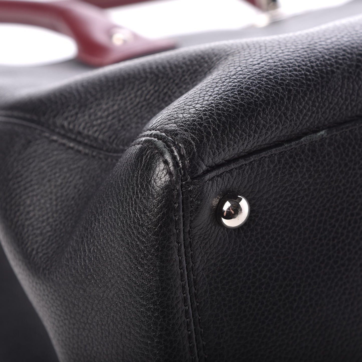 Calfskin Cerf Executive Shopper Tote Burgundy Black