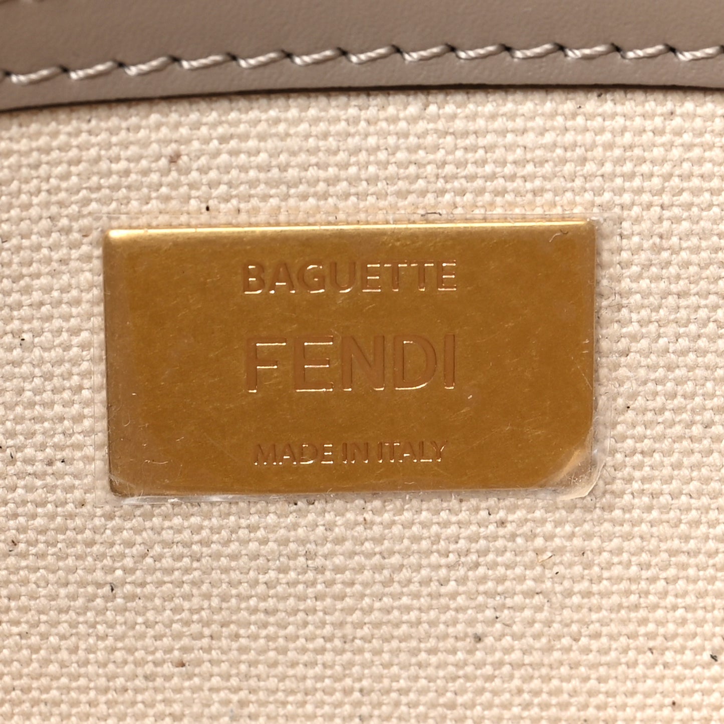 Canvas Vitello Seta FF Multicolor Embroidered Baguette Grezzo Multicolor Tortora