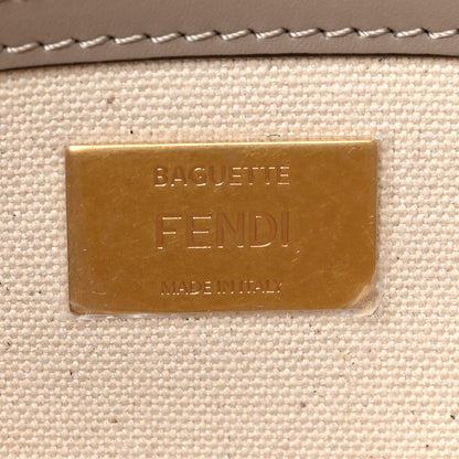 Fendi Canvas Vitello Seta FF Multicolor Embroidered Baguette Grezzo Multicolor Tortora 6 of 7