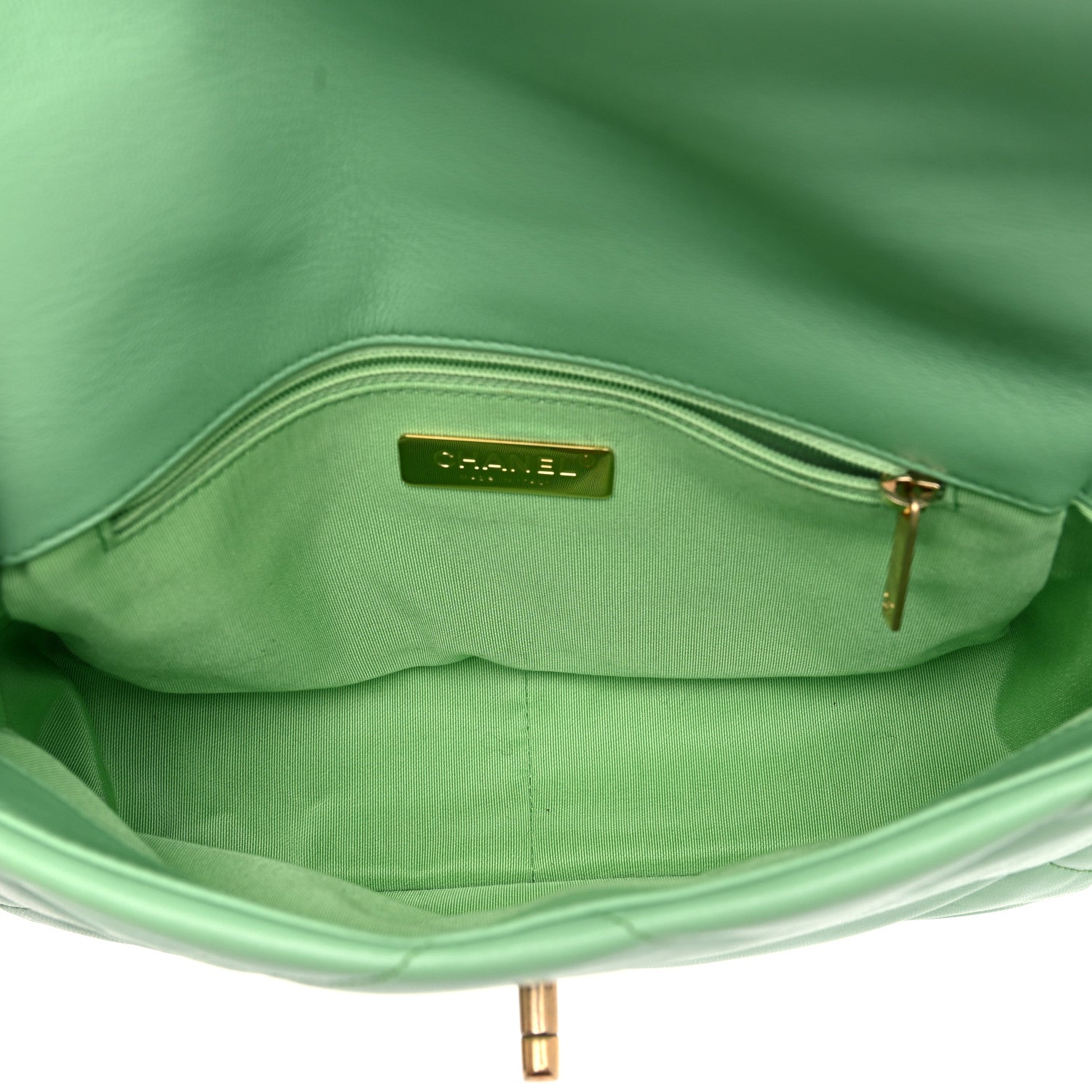 Chanel Goatskin Quilted Medium Chanel 19 Flap Light Green 4 of 8