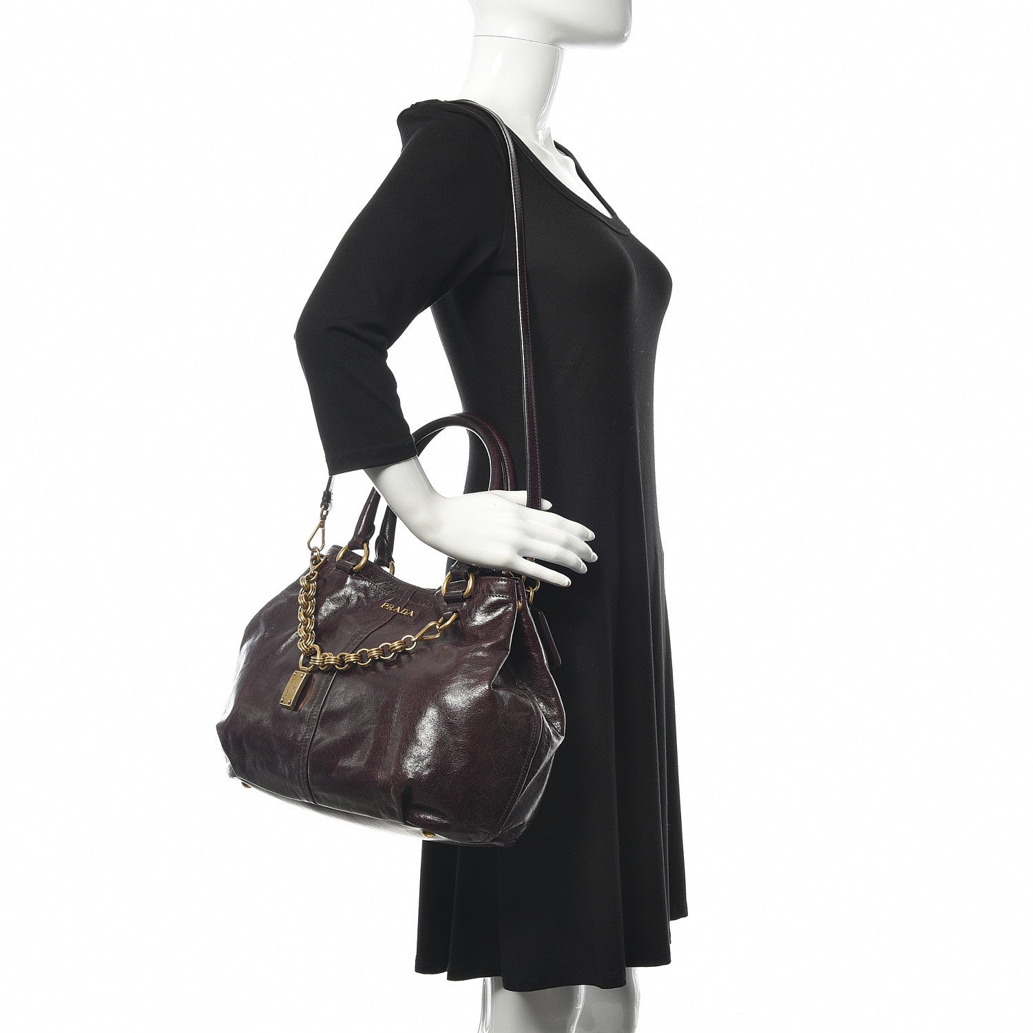 Prada Vitello Shine Chain Tote Mosto 2 of 9