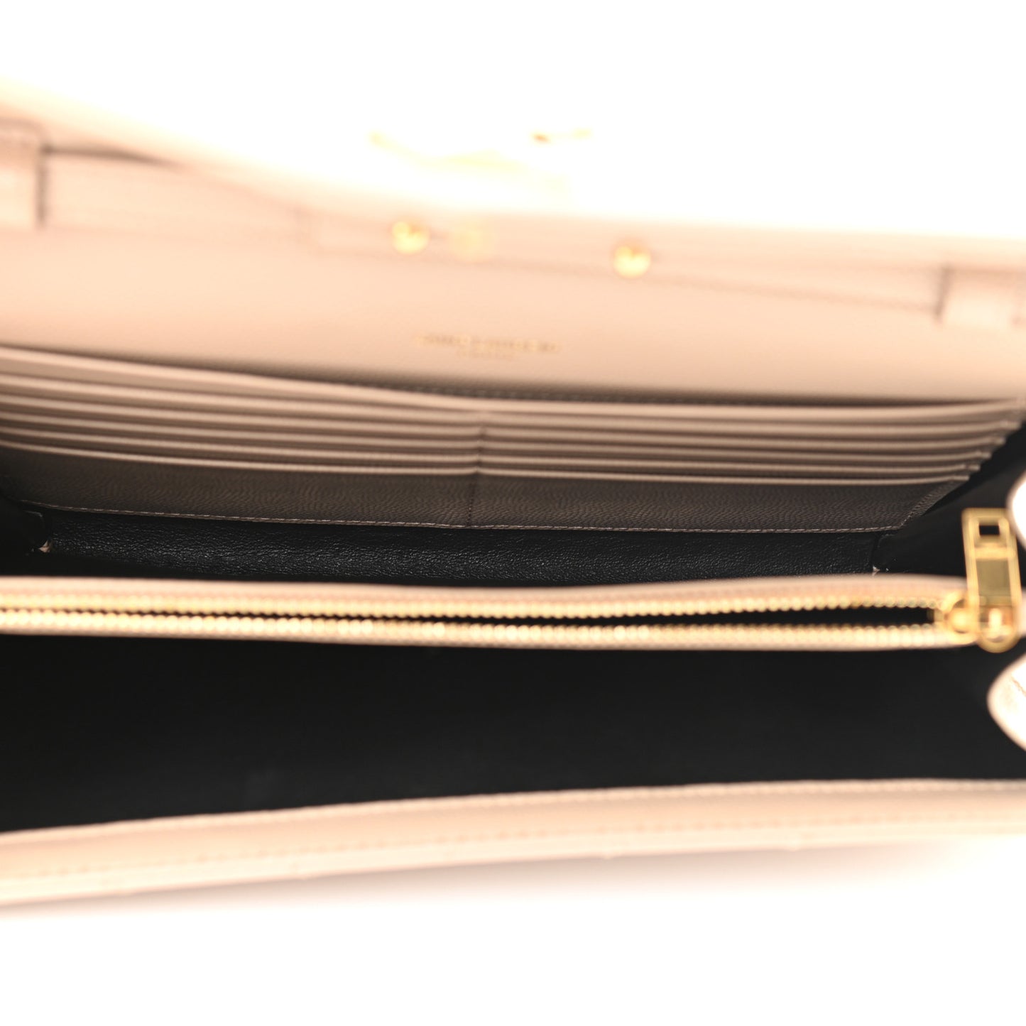 Grain De Poudre Matelasse Chevron Monogram Chain Wallet Dark Beige