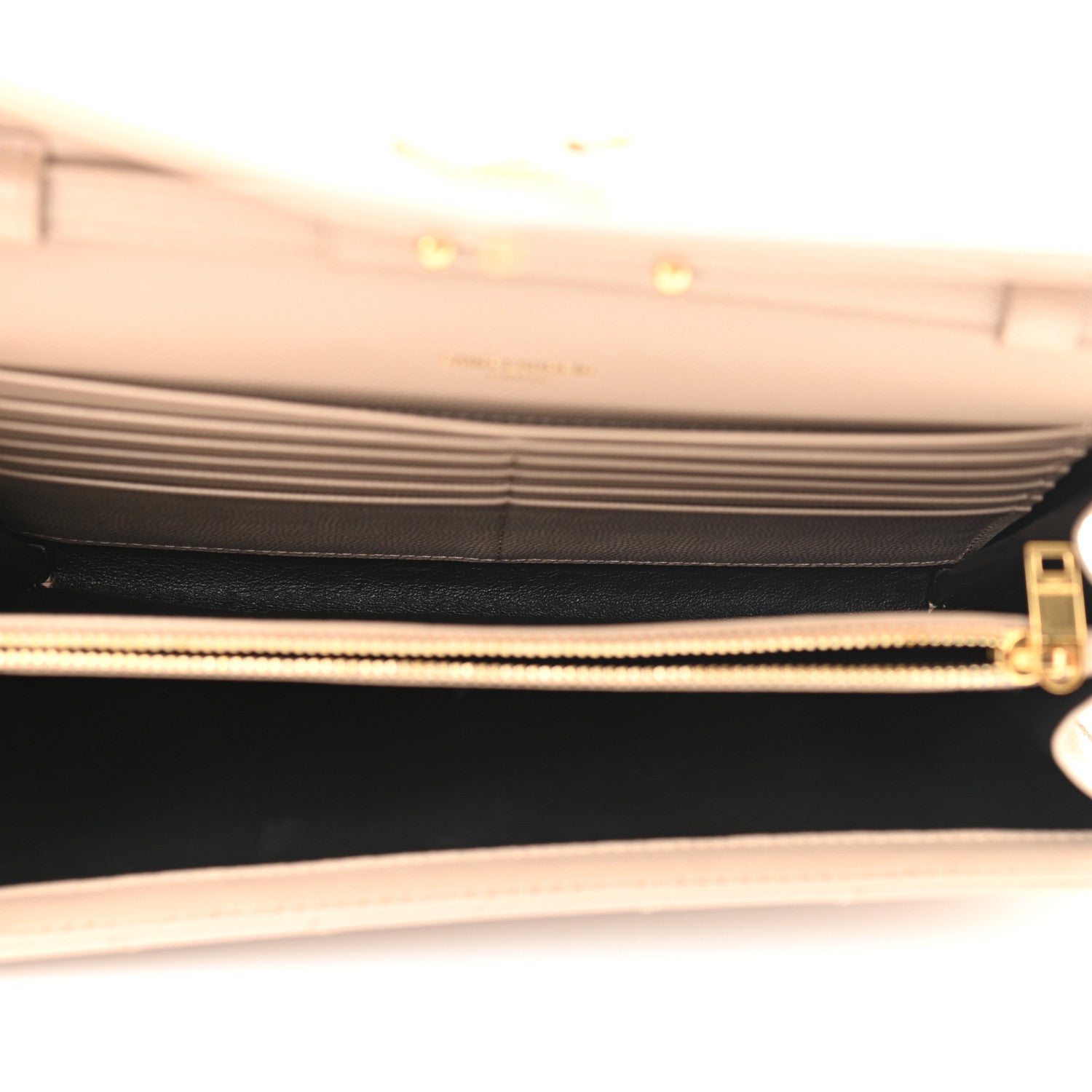 Saint Laurent Grain De Poudre Matelasse Chevron Monogram Chain Wallet Dark Beige 4 of 7