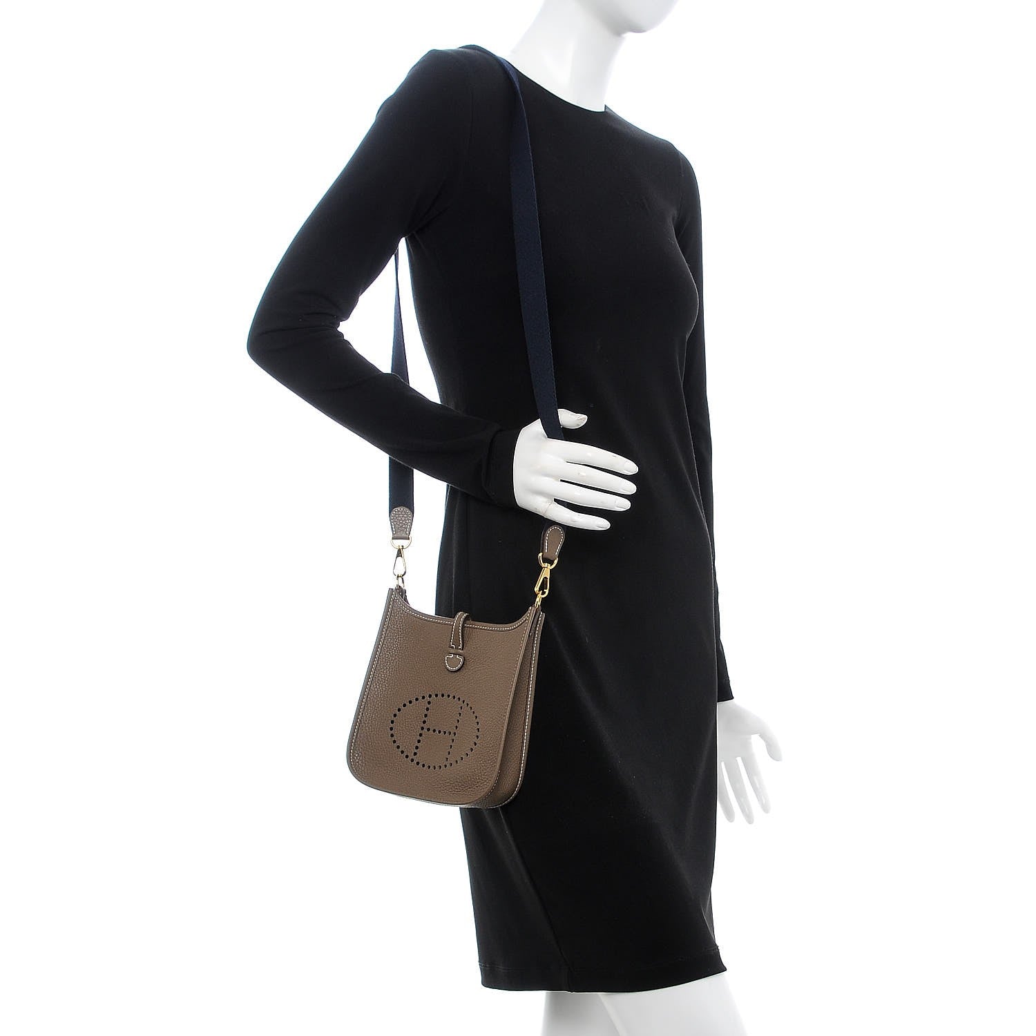Hermes Taurillon Clemence Amazone Evelyne TPM Etoupe Bleu Indigo 2 of 8