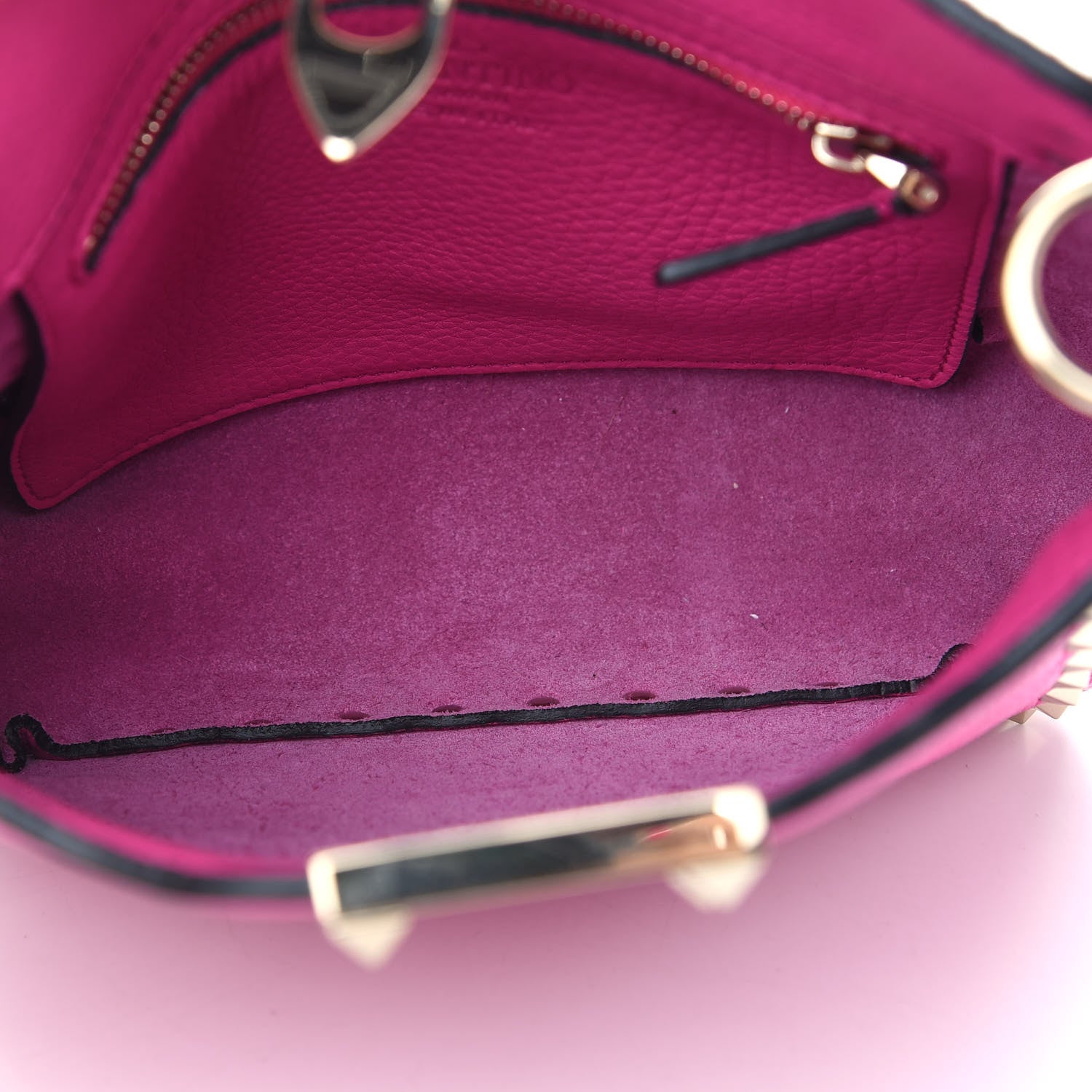 Valentino Garavani Pebbled Calfskin Mini Rockstud Flip-Lock Messenger Bag Pink Orchid 8 of 10