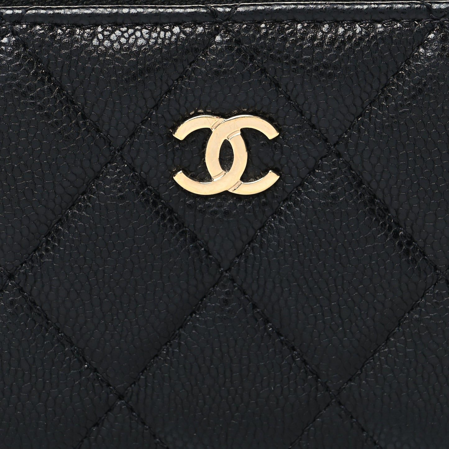 Caviar Quilted Zipped Key Holder Case Black
