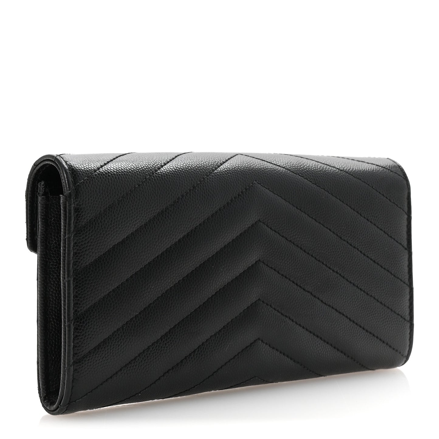 Grain De Poudre Matelasse Chevron Monogram Flap Wallet Black