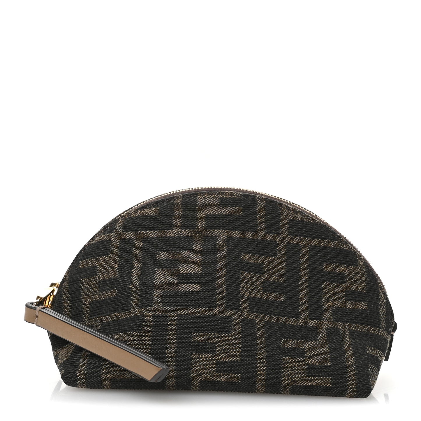 Fabric Jacquard FF 1974 Small Beauty Pouch Tobacco Moro Black