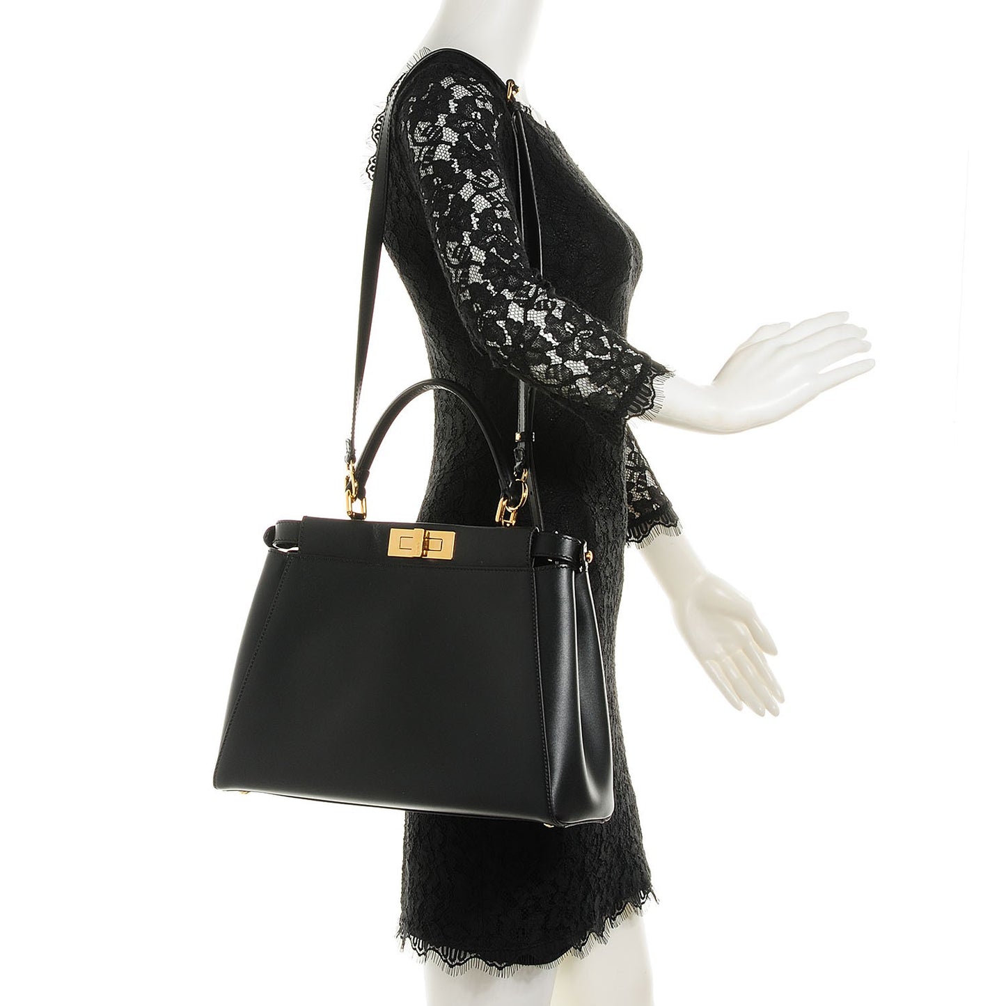 Vitello Morgan Fabric Jacquard Pequin Medium Peekaboo Iconic Satchel Black Tobacco