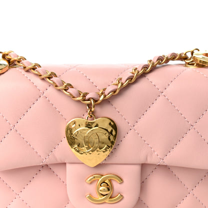 Chanel Lambskin Quilted Mini Heart Charms Flap Light Pink 8 of 11