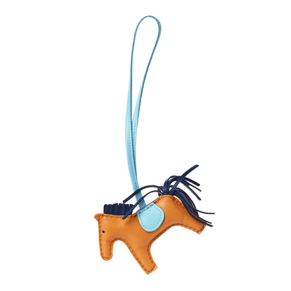 Hermes Milo Lambskin Grigri Rodeo Horse Bag Charm PM Naturel Bouton D'Or Celeste Bleu Saphir 1 of 5