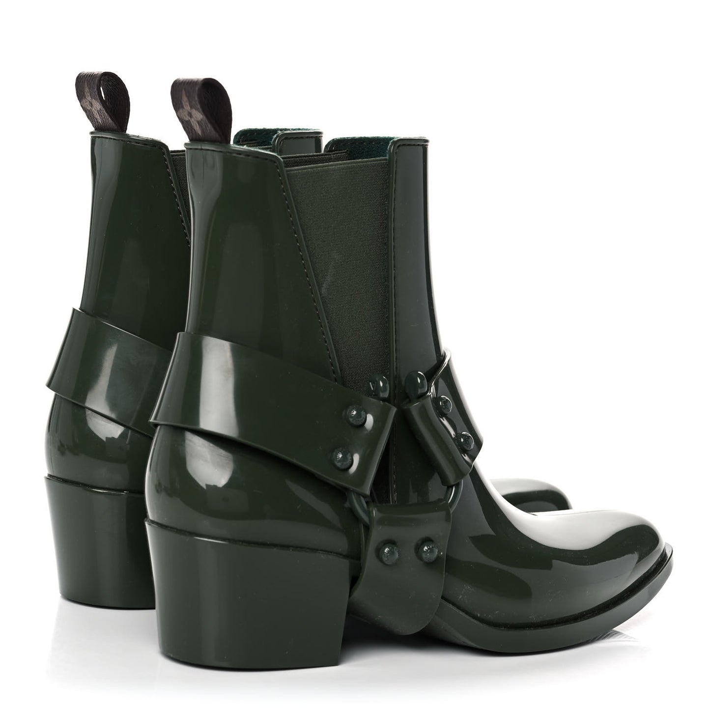 Rubber Monogram Rhapsody Ankle Boots 38 Kaki