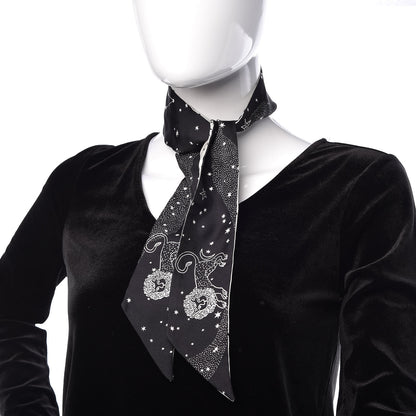 Christian Dior Silk Zodiac Leo Mitzah Scarf Black 2 of 3