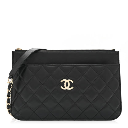 Chanel Lambskin Quilted Clutch With Chain Black 1 of 11