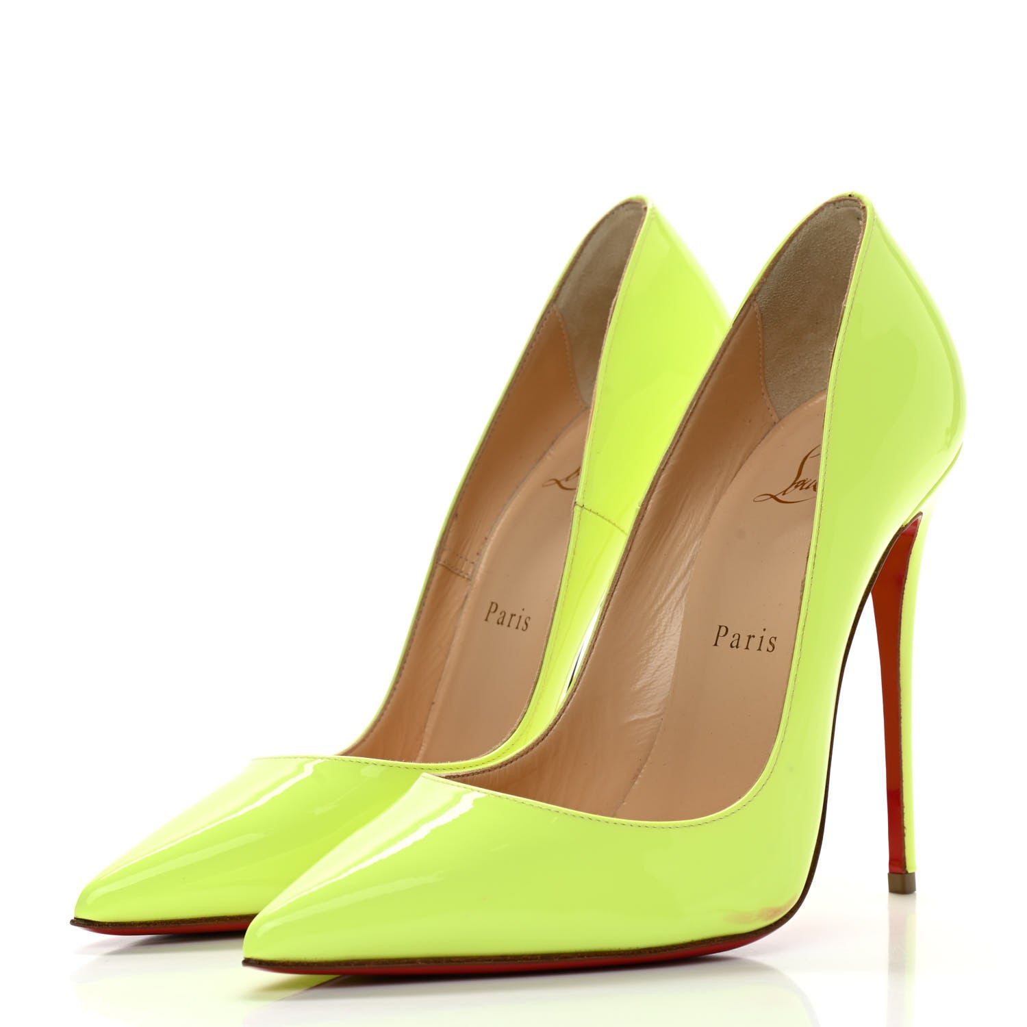 Christian Louboutin Patent So Kate 120 Pumps 37 Neon Yellow 2 of 11