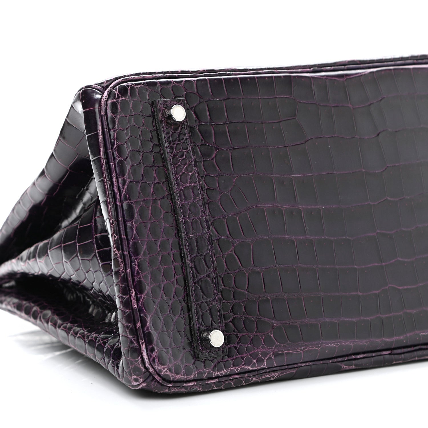 Hermes Shiny Porosus Crocodile Birkin 35 Prunoir 8 of 10