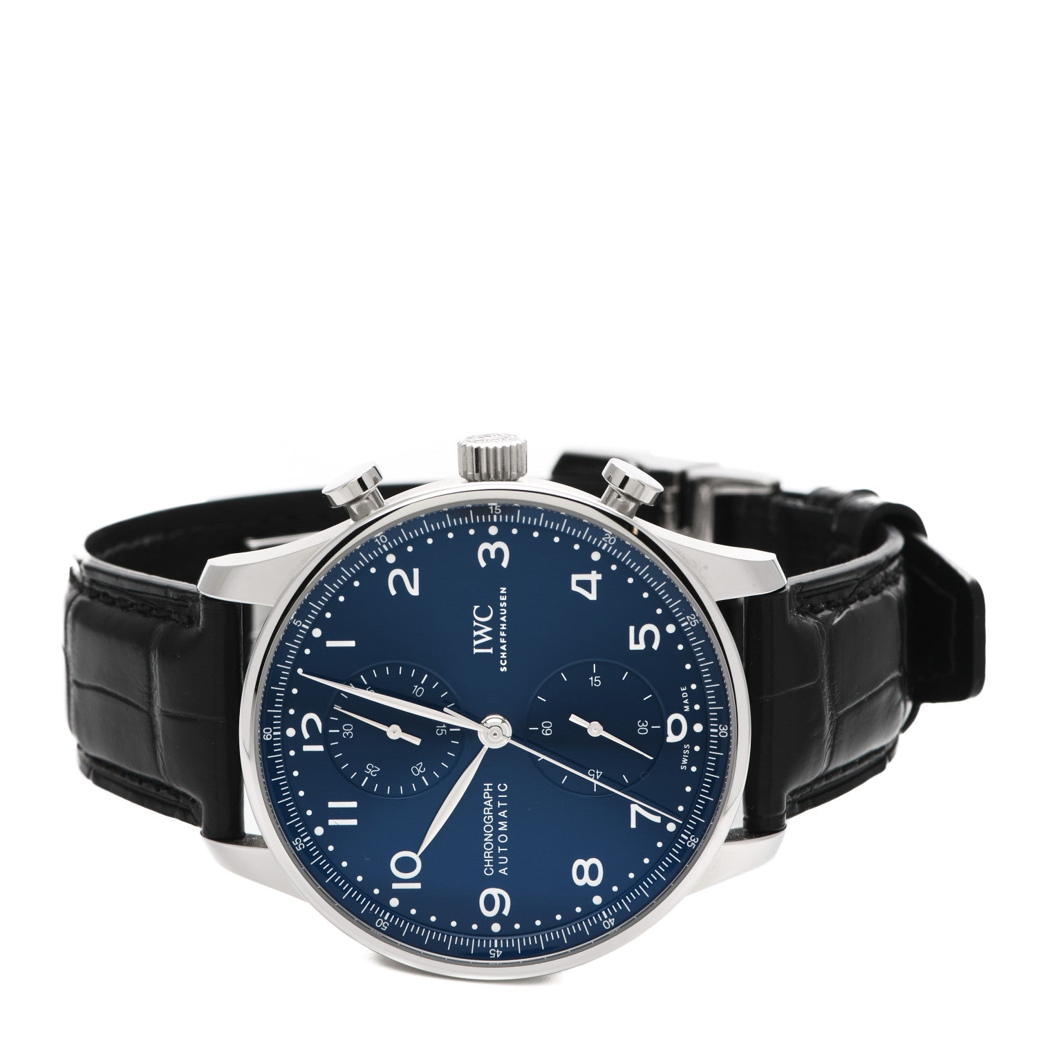IWC Stainless Steel Alligator 41mm Portugieser Chronograph 150 Years Automatic Watch Blue IW371601 2 of 6