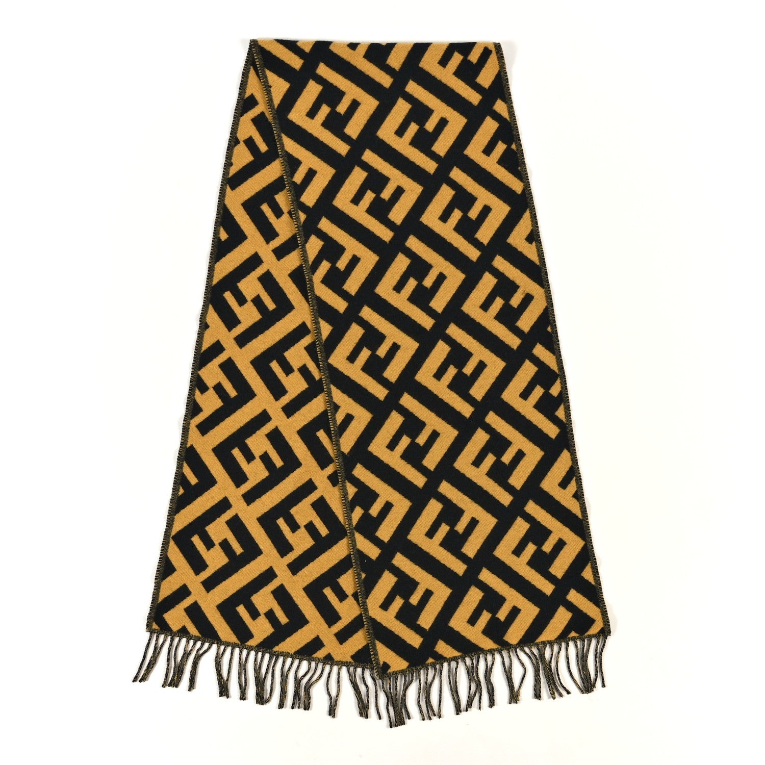 Fendi Cashmere FF Scarf Yellow Black 2 of 3