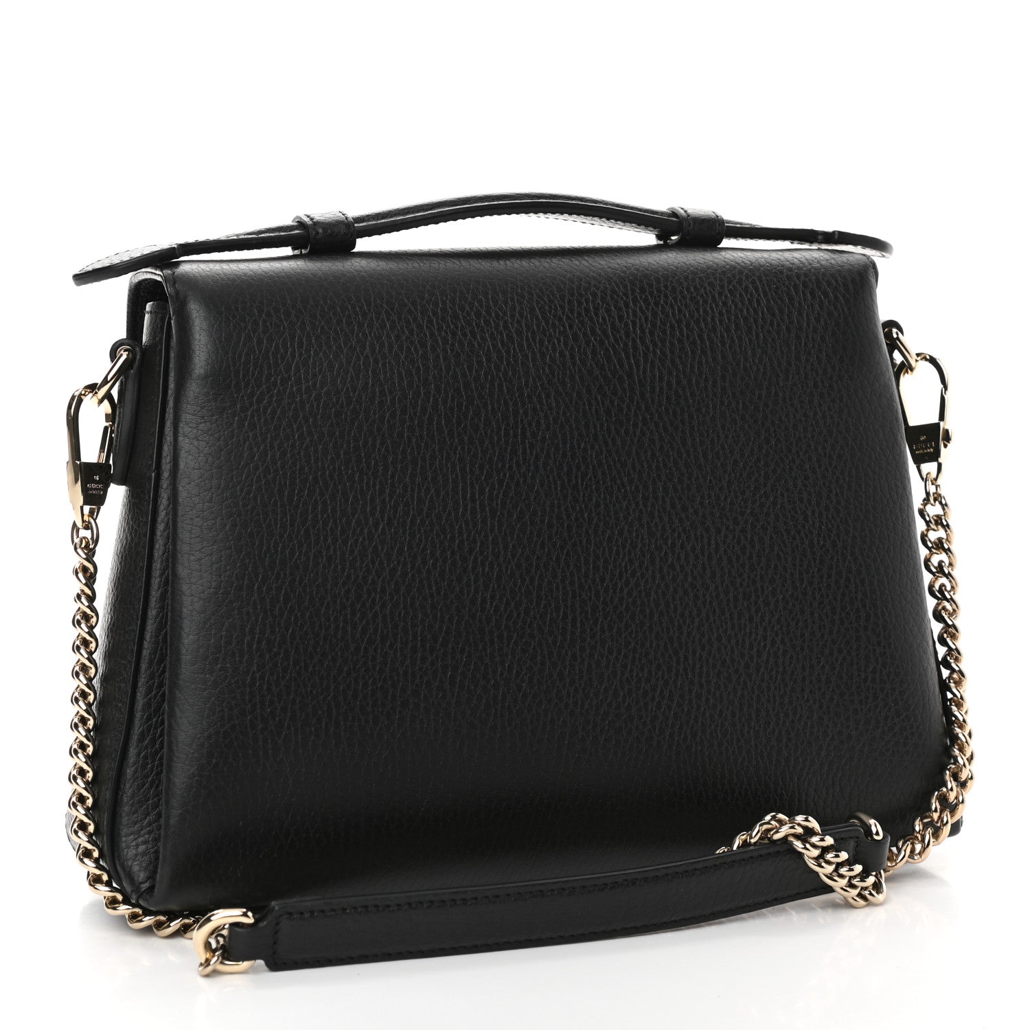 Gucci Dollar Calfskin Interlocking G Top Handle Shoulder Bag Black 3 of 13