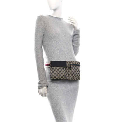 Gucci GG Monogram Web Double Pocket Belt Bag Navy 2 of 12