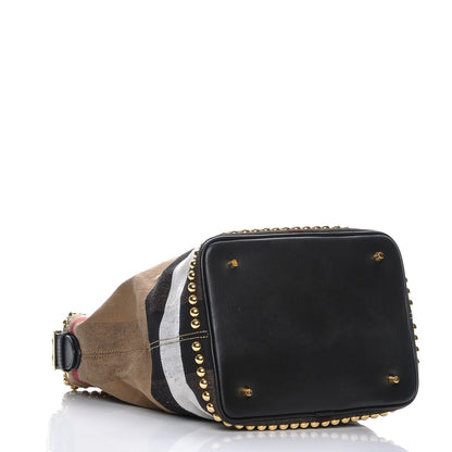 Burberry Canvas Mega Check Studded Medium Ashby Bucket Bag Black 4 of 8