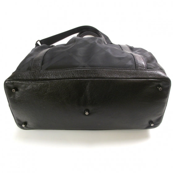 Burberry Nylon Tonal Check Diaper Bag Black 4 of 9