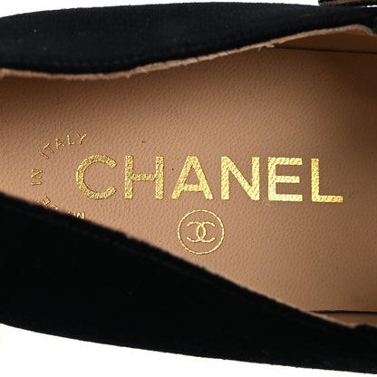 Chanel Velvet Grosgrain Bow Mary Jane Flats 40 Black White 9 of 10