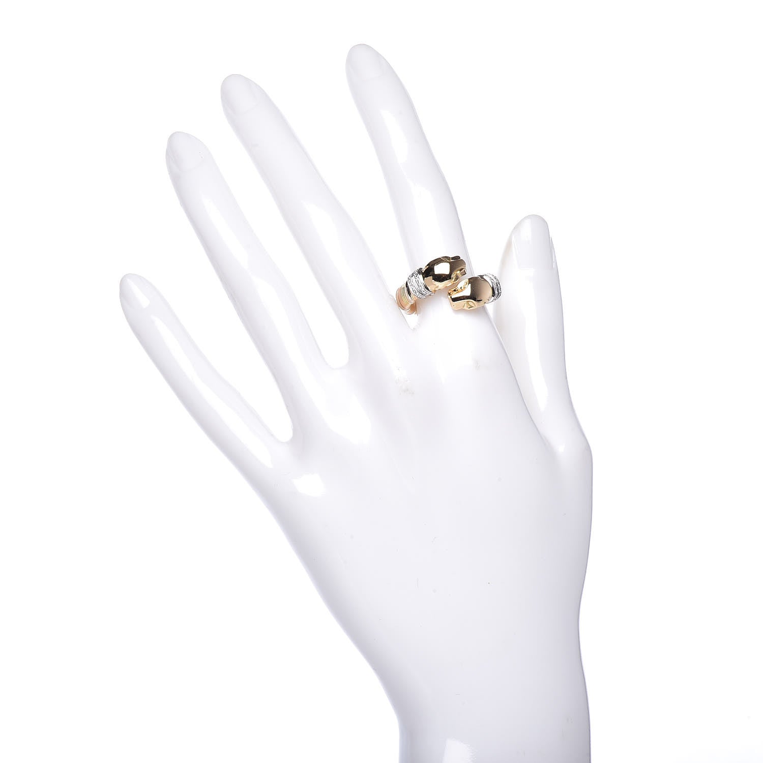 Cartier 18K Yellow White Gold Diamond Panthère De Bypass Ring 54 6.75 2 of 7