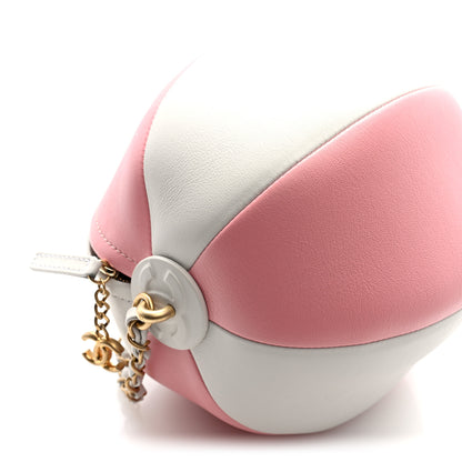 Chanel Calfskin Coco Beach Ball Bag White Pink 9 of 10