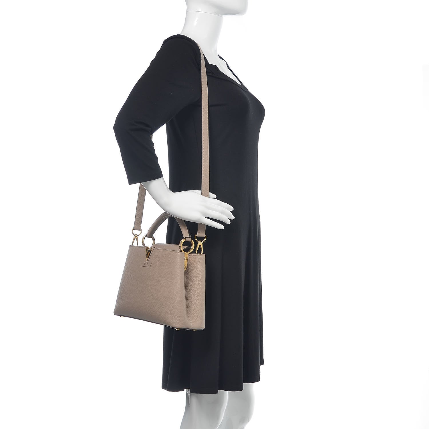Louis Vuitton Taurillon Capucines BB Galet 2 of 9
