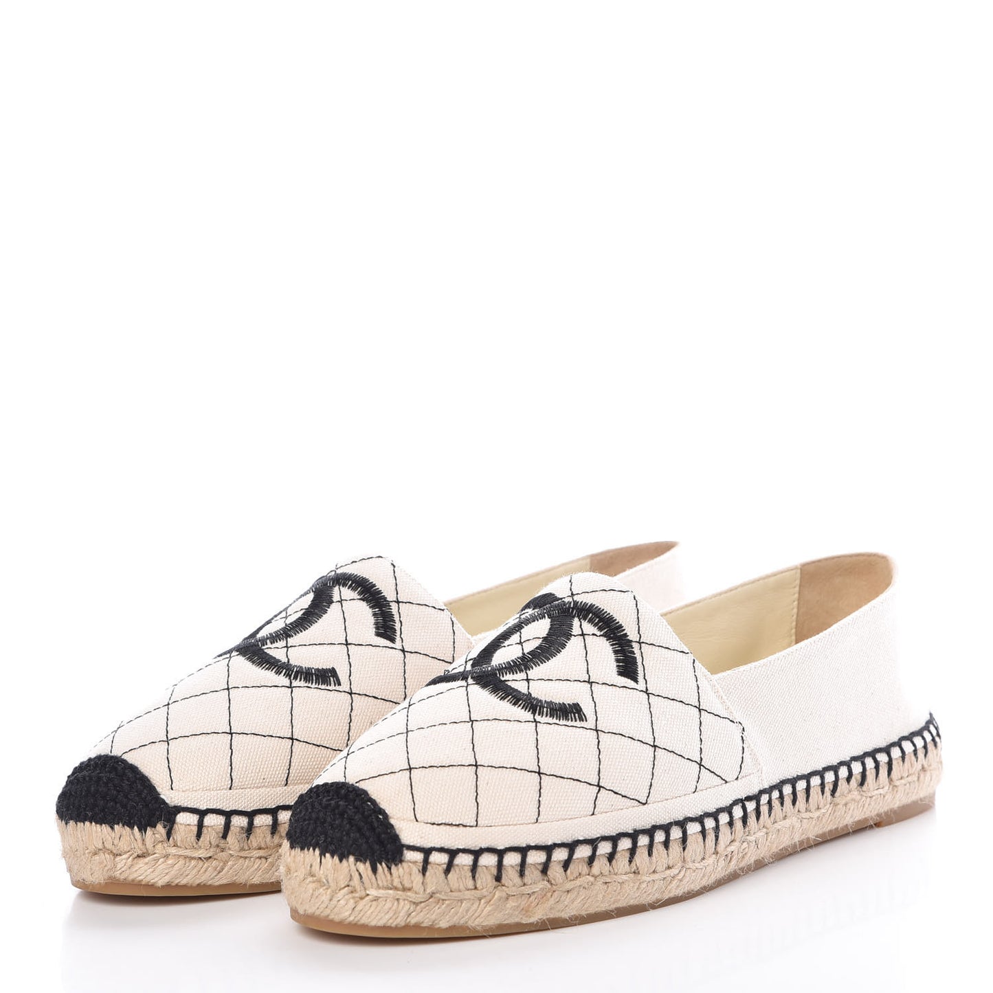 Fabric Biarritz CC Espadrilles 38 Beige Black